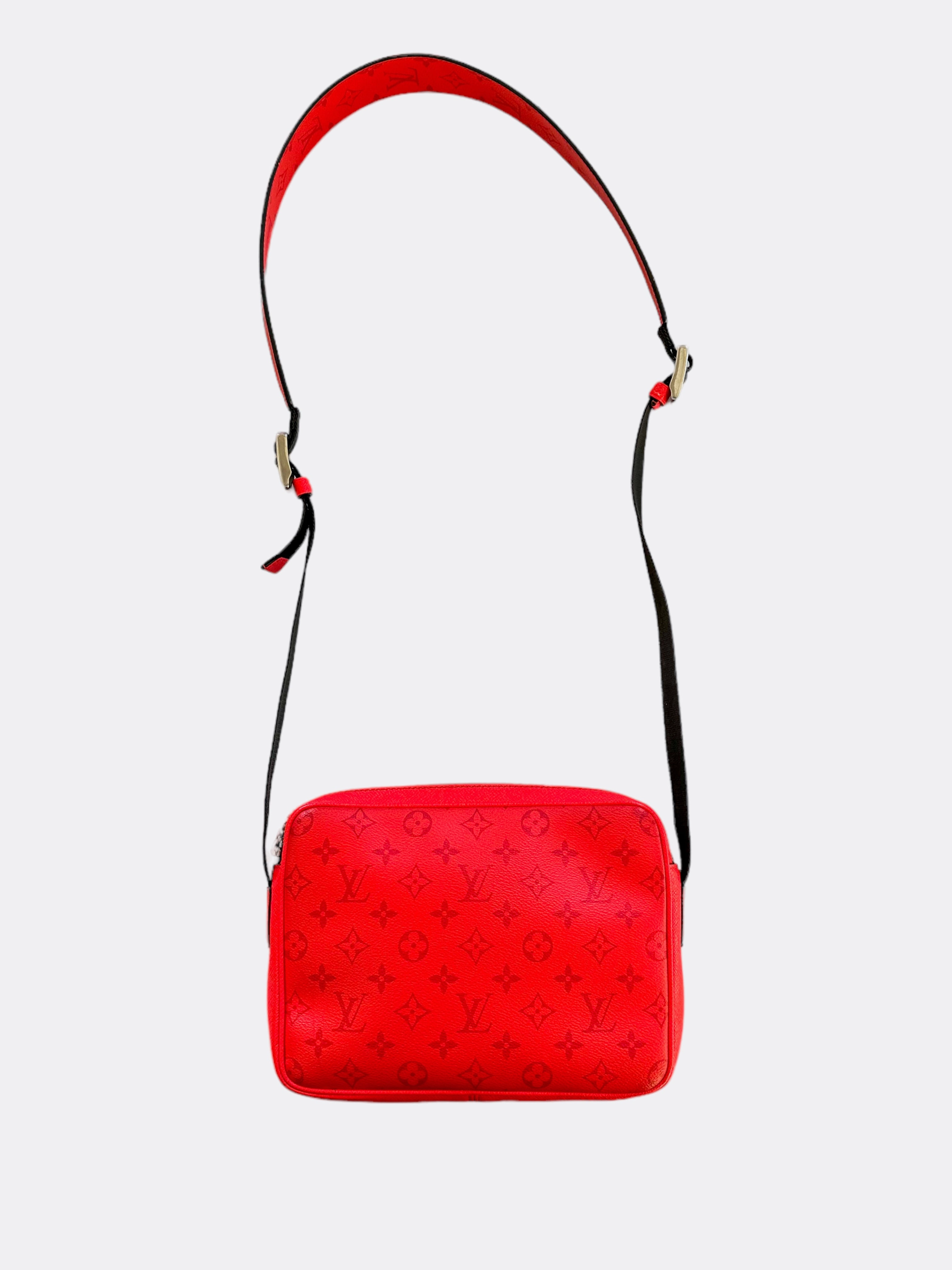Louis Vuitton Red Taigarama Monogram Outdoor Messenger Bag