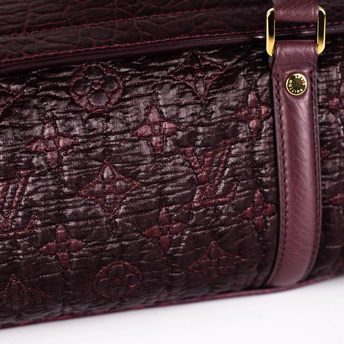 Louis Vuitton Seasonal Tubular Bag Burgundy Croc Embossed