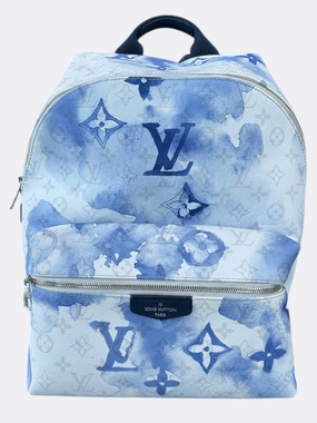 Louis Vuitton White & Blue Watercolor Monogram Discovery Backpack