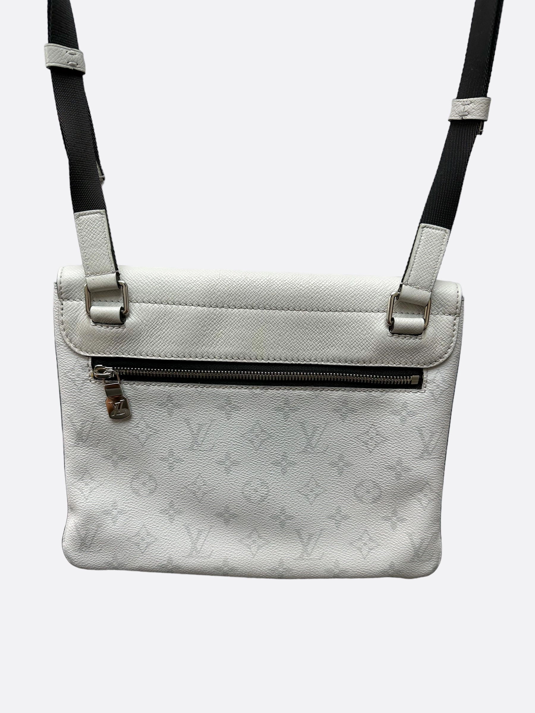 Louis Vuitton White Taigarama Monogram Flap Messenger Bag