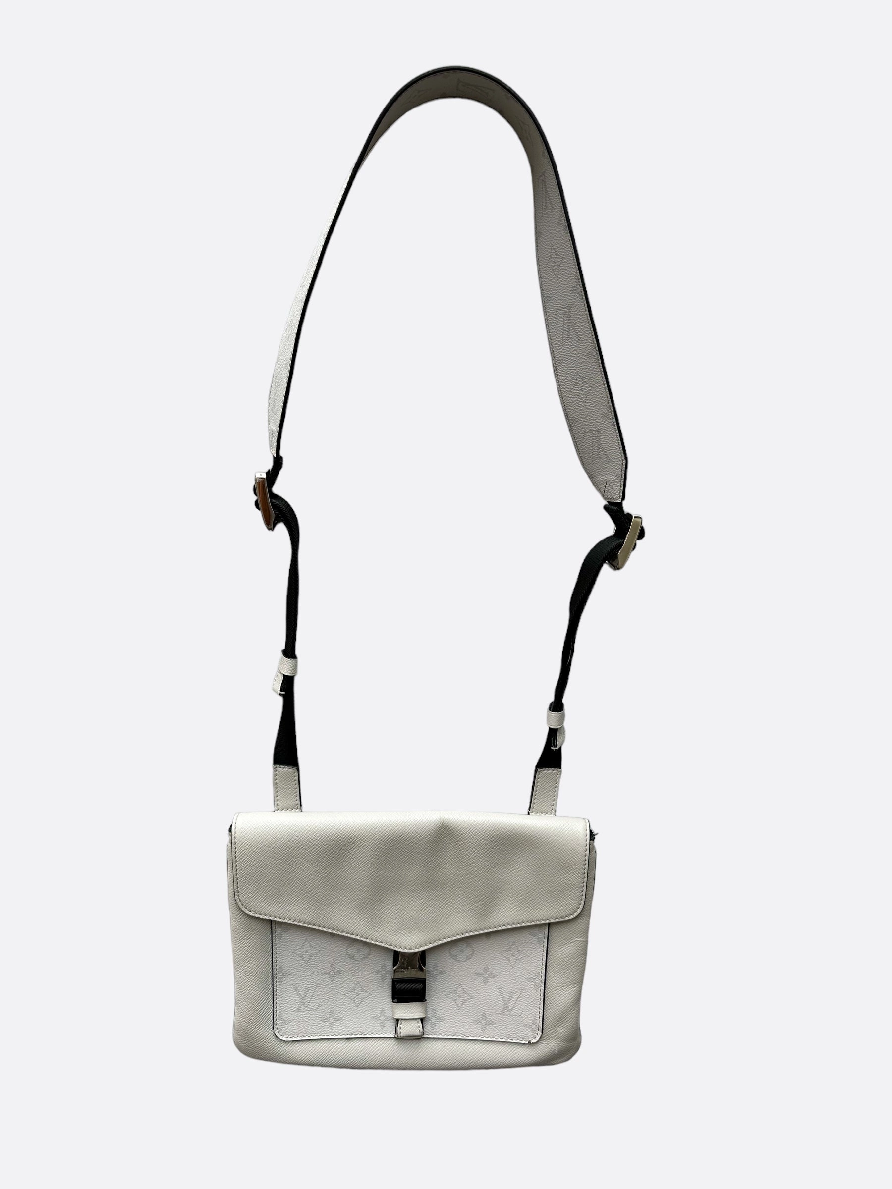 Louis Vuitton White Taigarama Monogram Flap Messenger Bag