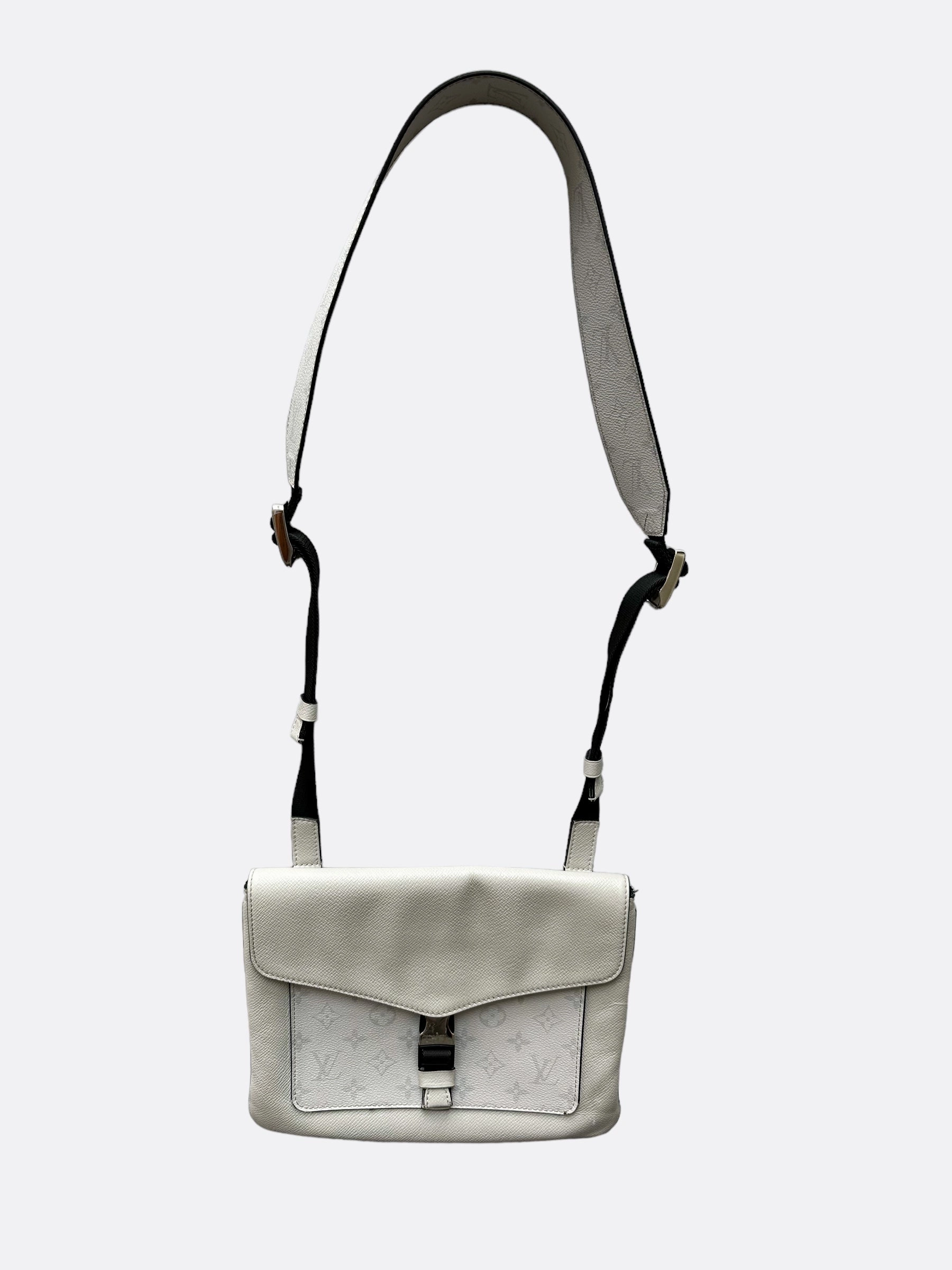 Louis Vuitton White Taigarama Monogram Flap Messenger Bag