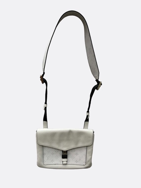 Louis Vuitton White Taigarama Monogram Flap Messenger Bag