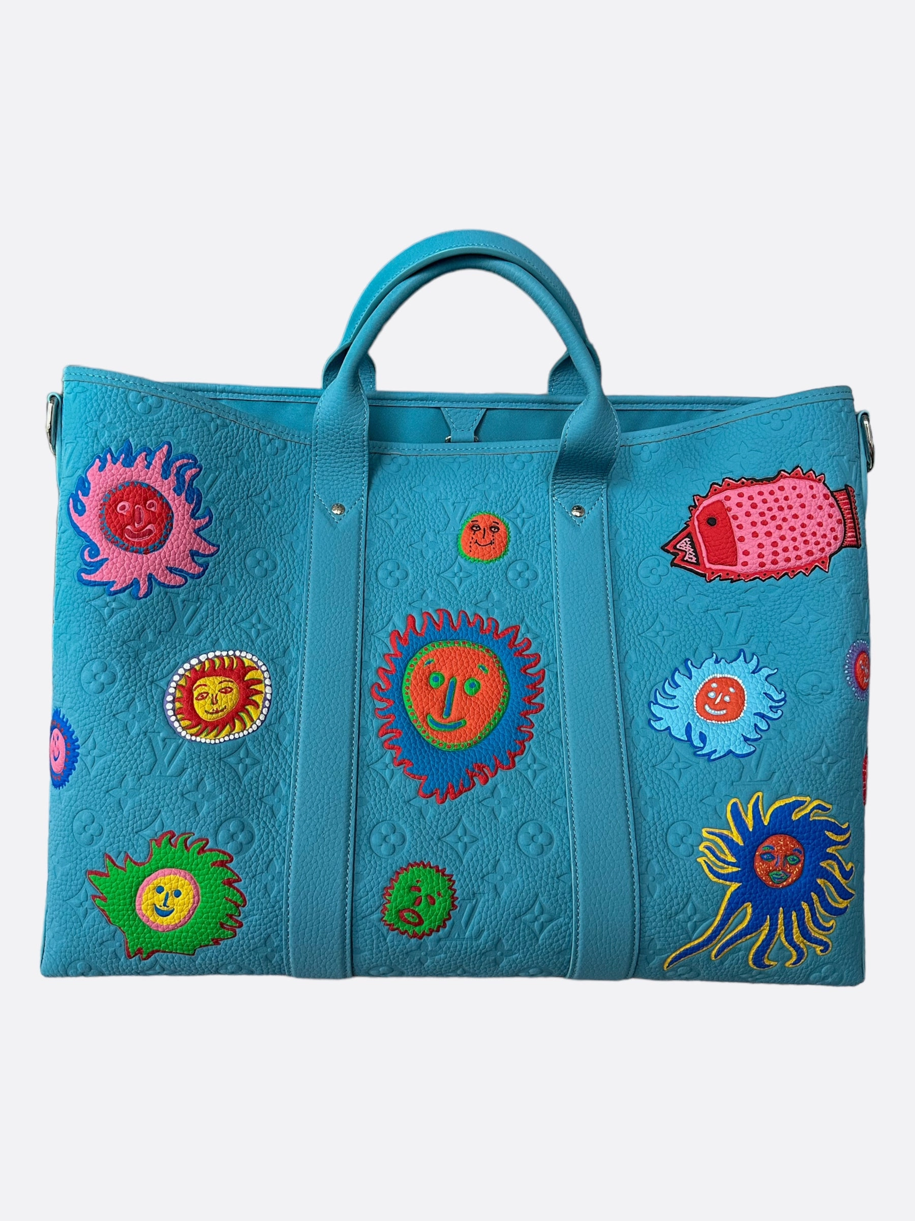 Louis Vuitton Yayoi Kusama Blue Taurillon Weekend Tote
