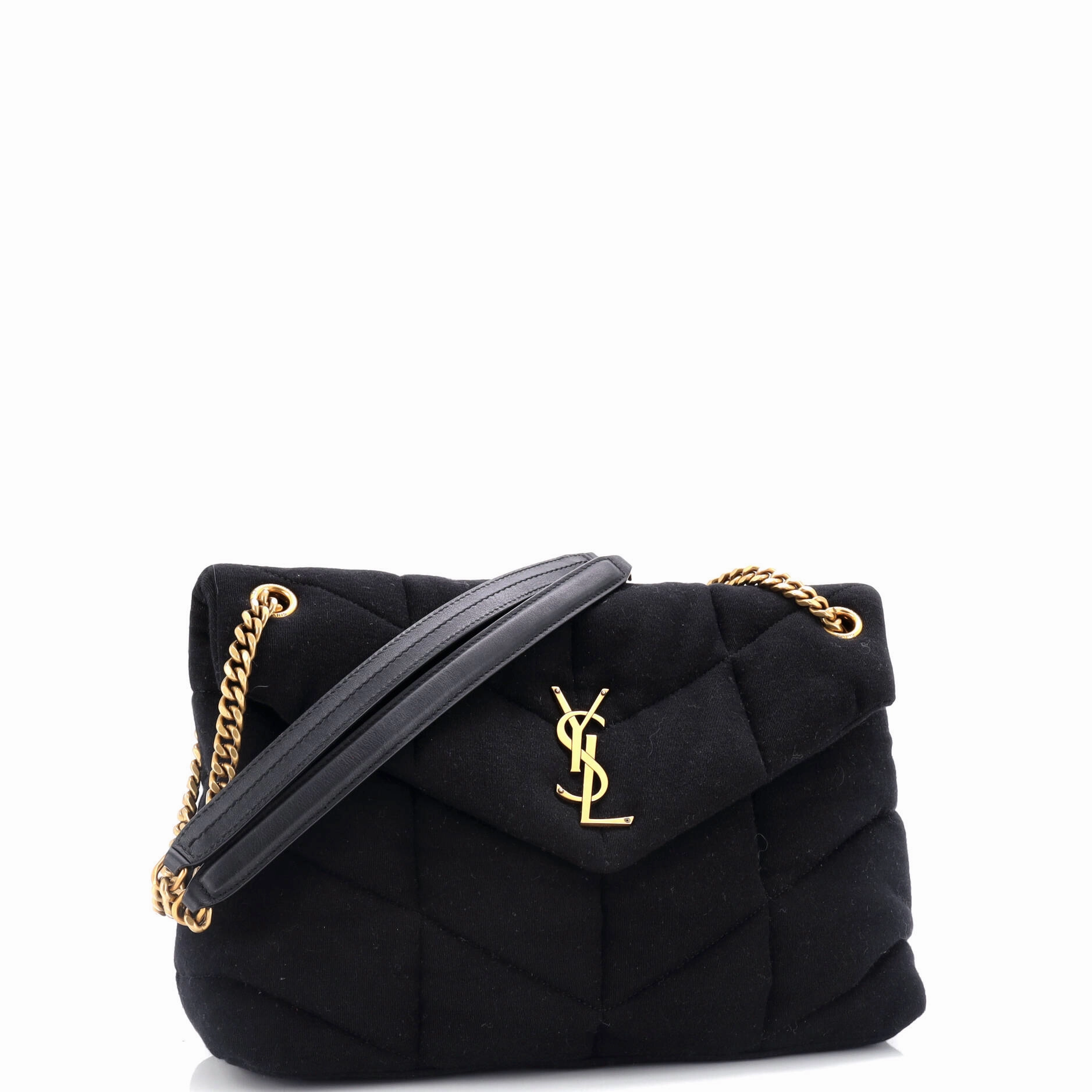 Loulou Puffer Shoulder Bag Quilted Suede Medium