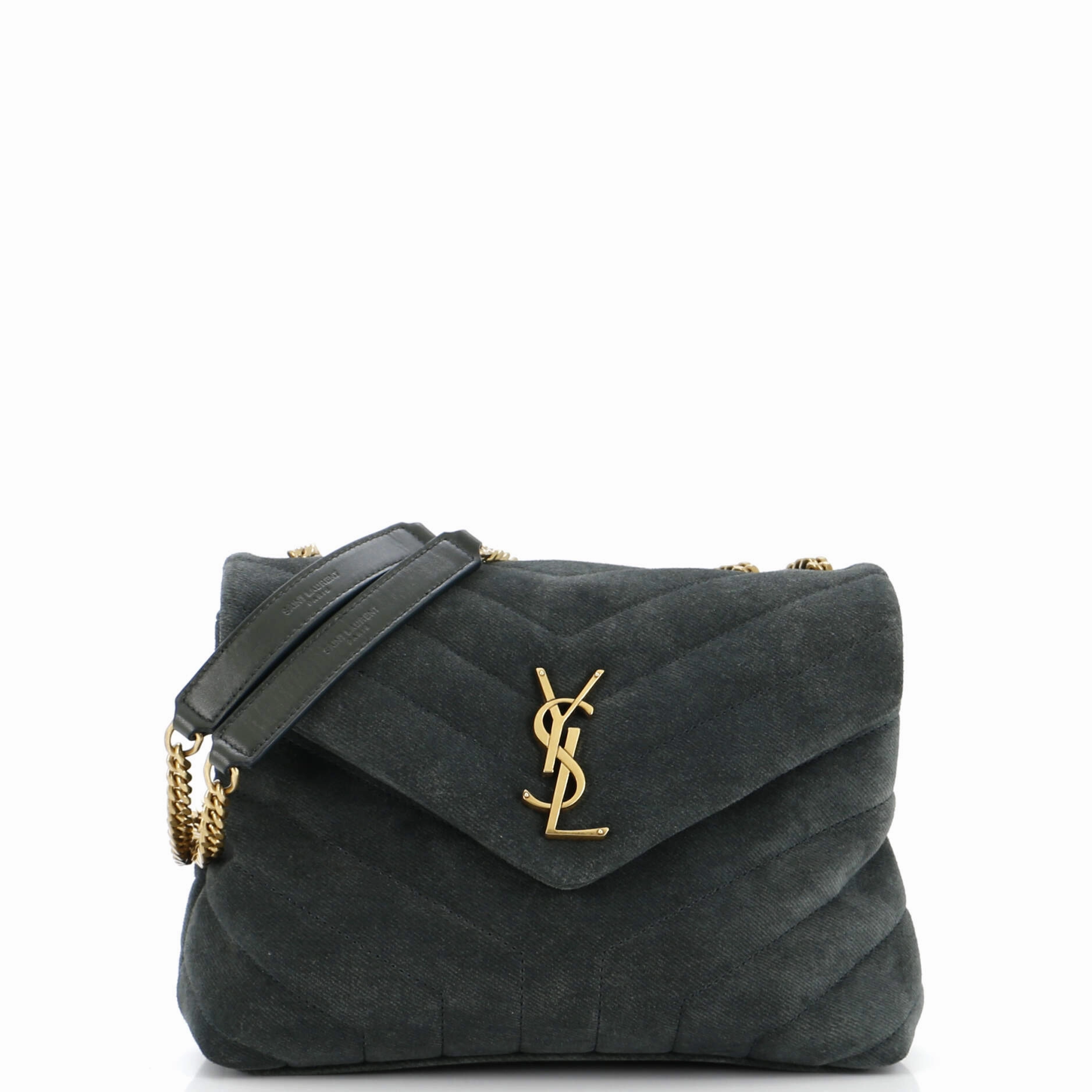 Loulou Shoulder Bag Matelasse Chevron Suede Small