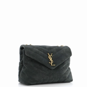 Loulou Shoulder Bag Matelasse Chevron Suede Small