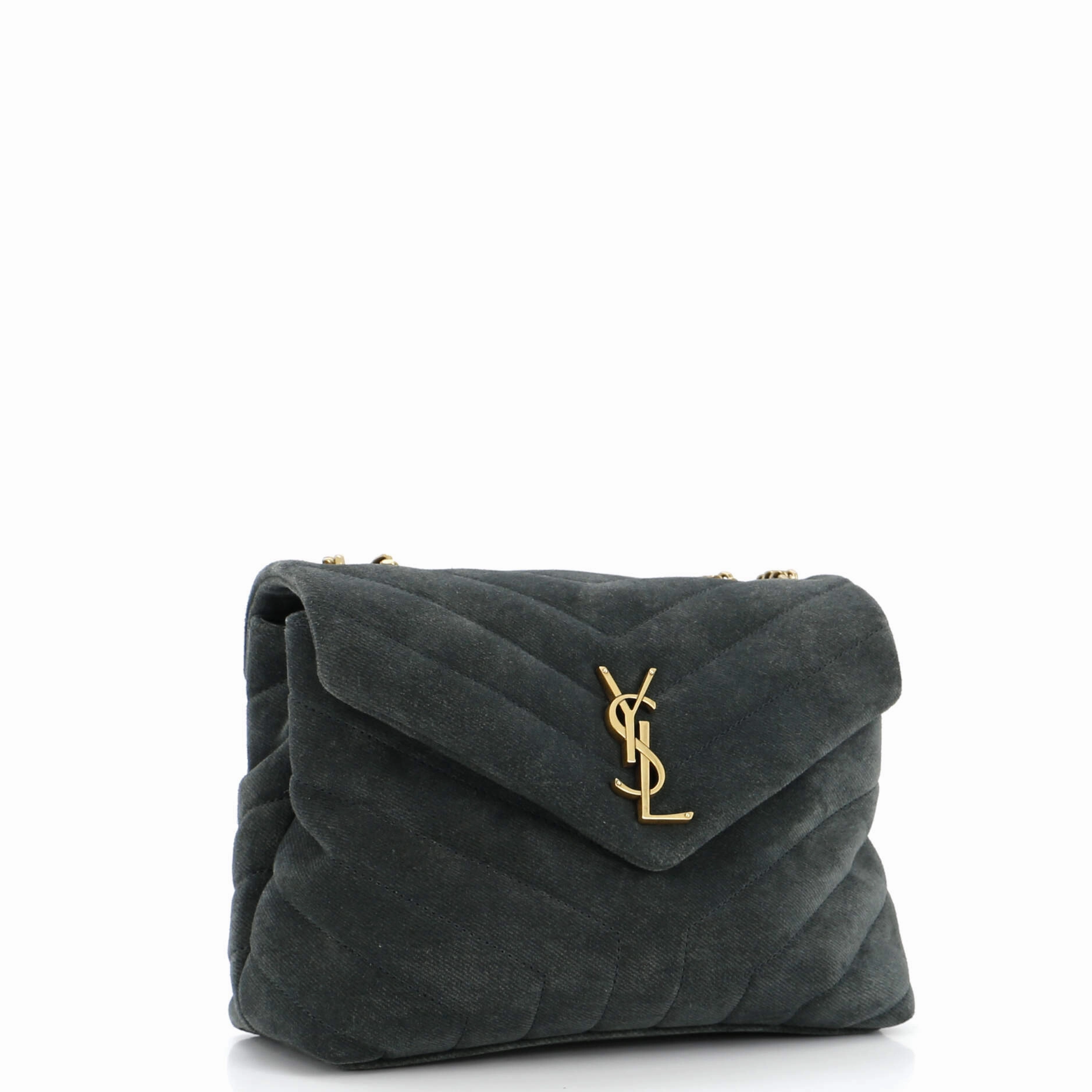 Loulou Shoulder Bag Matelasse Chevron Suede Small
