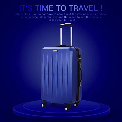 Luggage 3 Piece set ABS Hardshell with Spinner Durable and Lightweight 3 PC Suitcase sets 20 24 28 inch, Free Backpack Inside (Cobalt Blue 2)