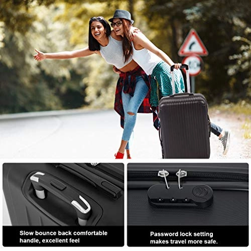 Luggage Sets 3 Piece Suitcase Spinner Travel Carry Eco-friendly with Password Lock Lightweight Durable,Black