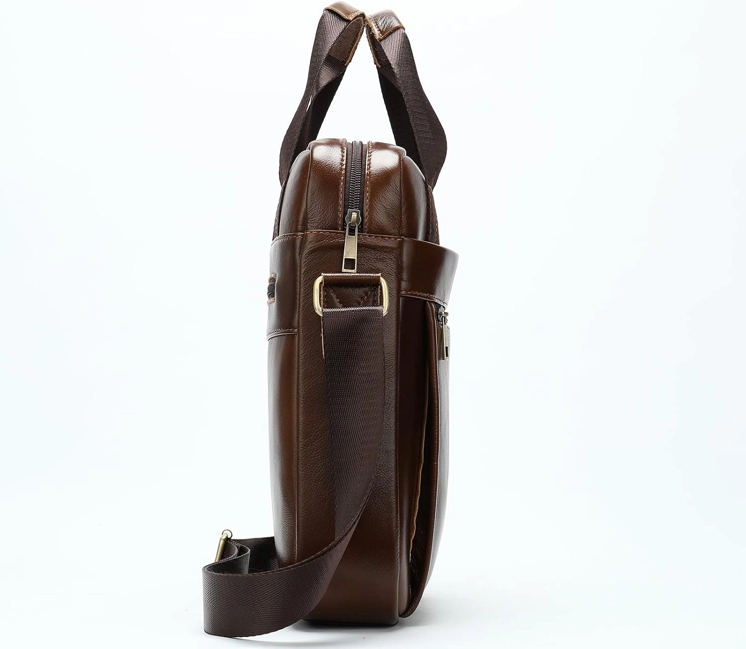 LUKZIJAES Genuine Leather Shoulder Messenger Bag for Men Adjustable Shoulders Sling Crossbody Bags