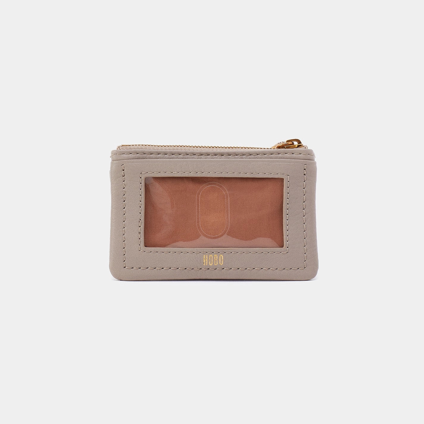 Lumen Card Case In Pebbled Leather - Taupe