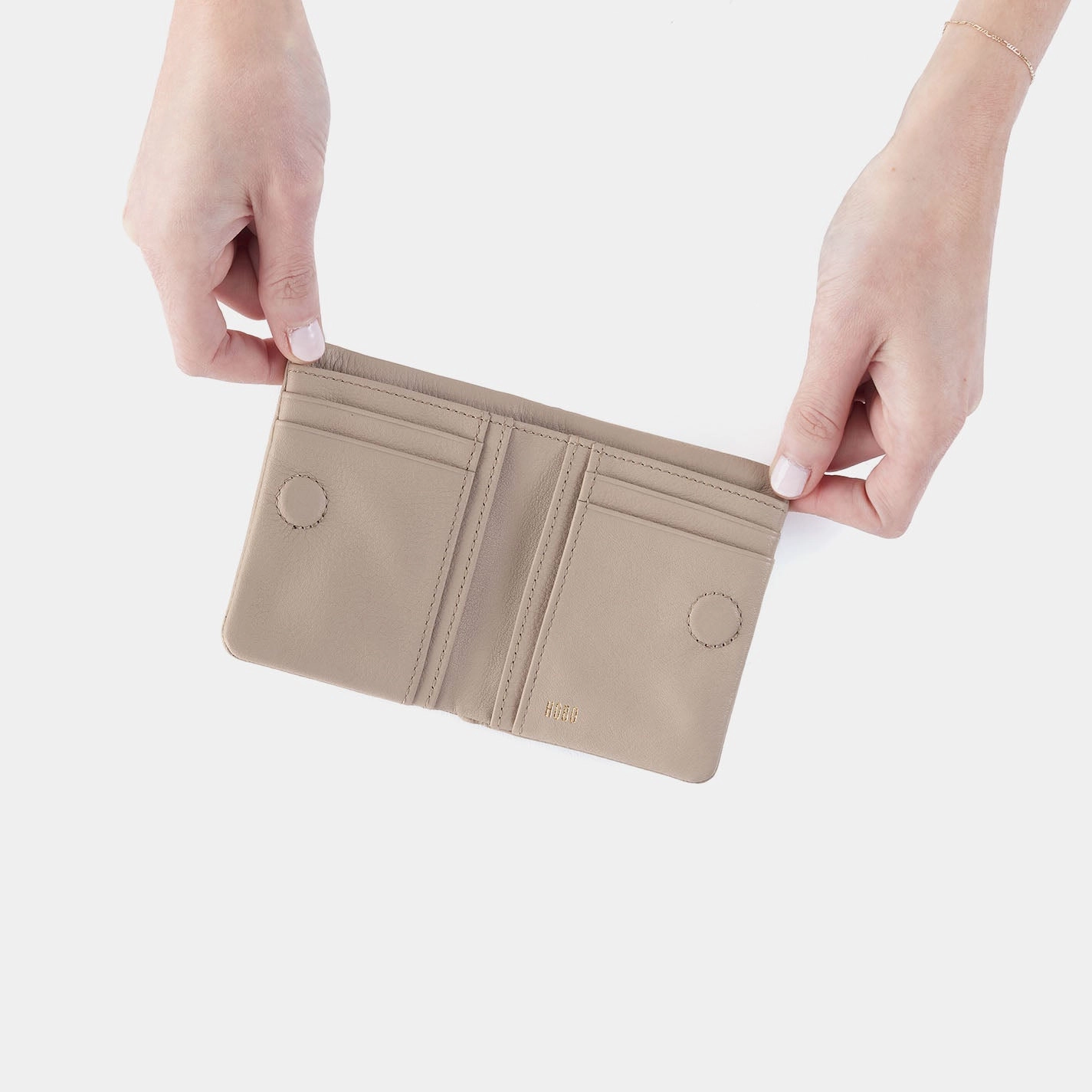 Lumen Mini Wallet In Pebbled Leather - Taupe