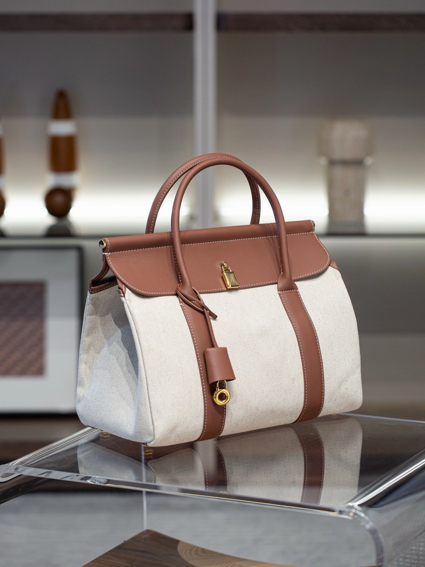 Luxury Calf Leather Large Flap Top Tote,  Premium Cowhide Commuter Crossbody Bag