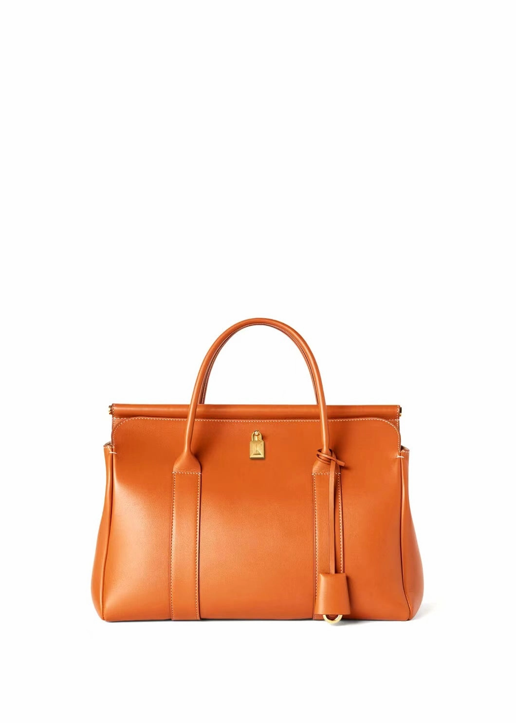 Luxury Calf Leather Large Flap Top Tote,  Premium Cowhide Commuter Crossbody Bag