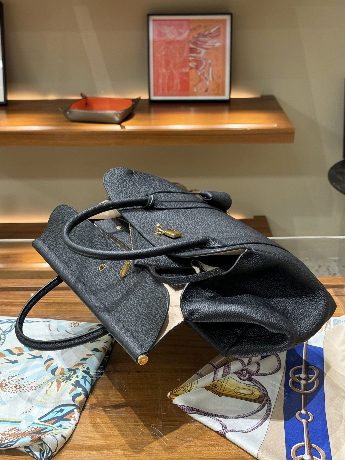 Luxury Calf Leather Large Flap Top Tote,  Premium Cowhide Commuter Crossbody Bag