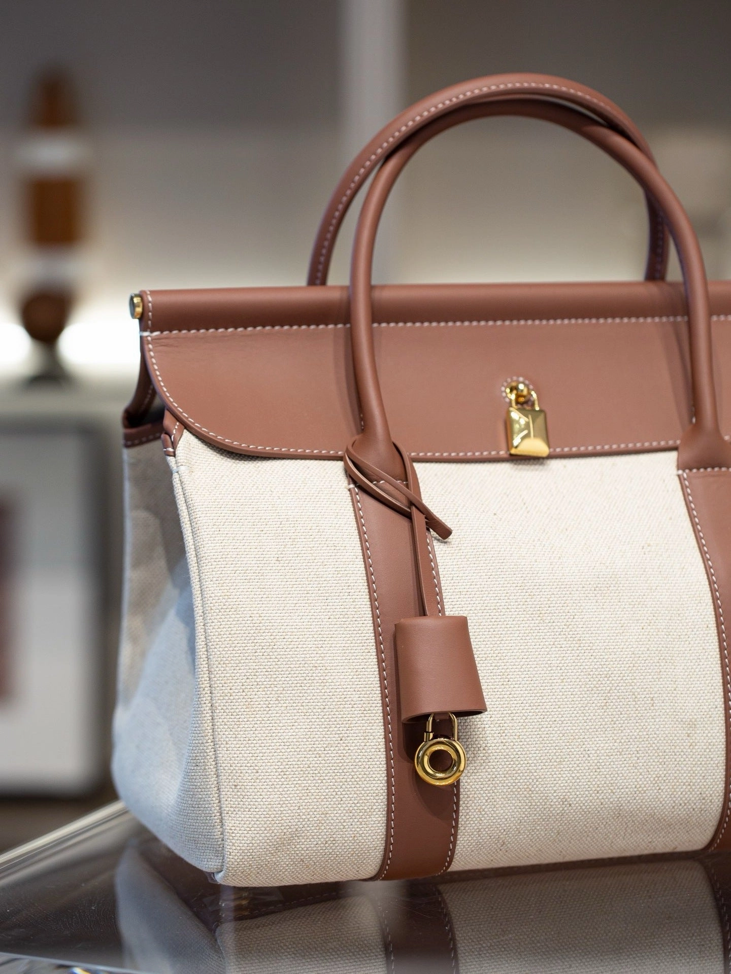 Luxury Calf Leather Large Flap Top Tote,  Premium Cowhide Commuter Crossbody Bag