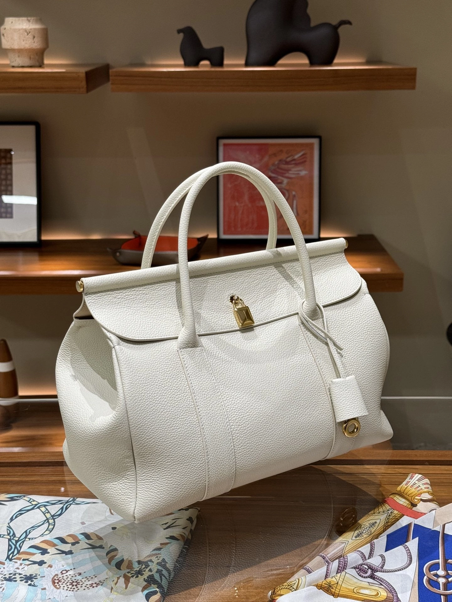 Luxury Calf Leather Large Flap Top Tote,  Premium Cowhide Commuter Crossbody Bag