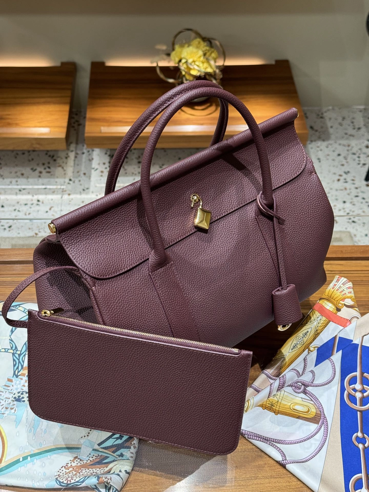 Luxury Calf Leather Large Flap Top Tote,  Premium Cowhide Commuter Crossbody Bag
