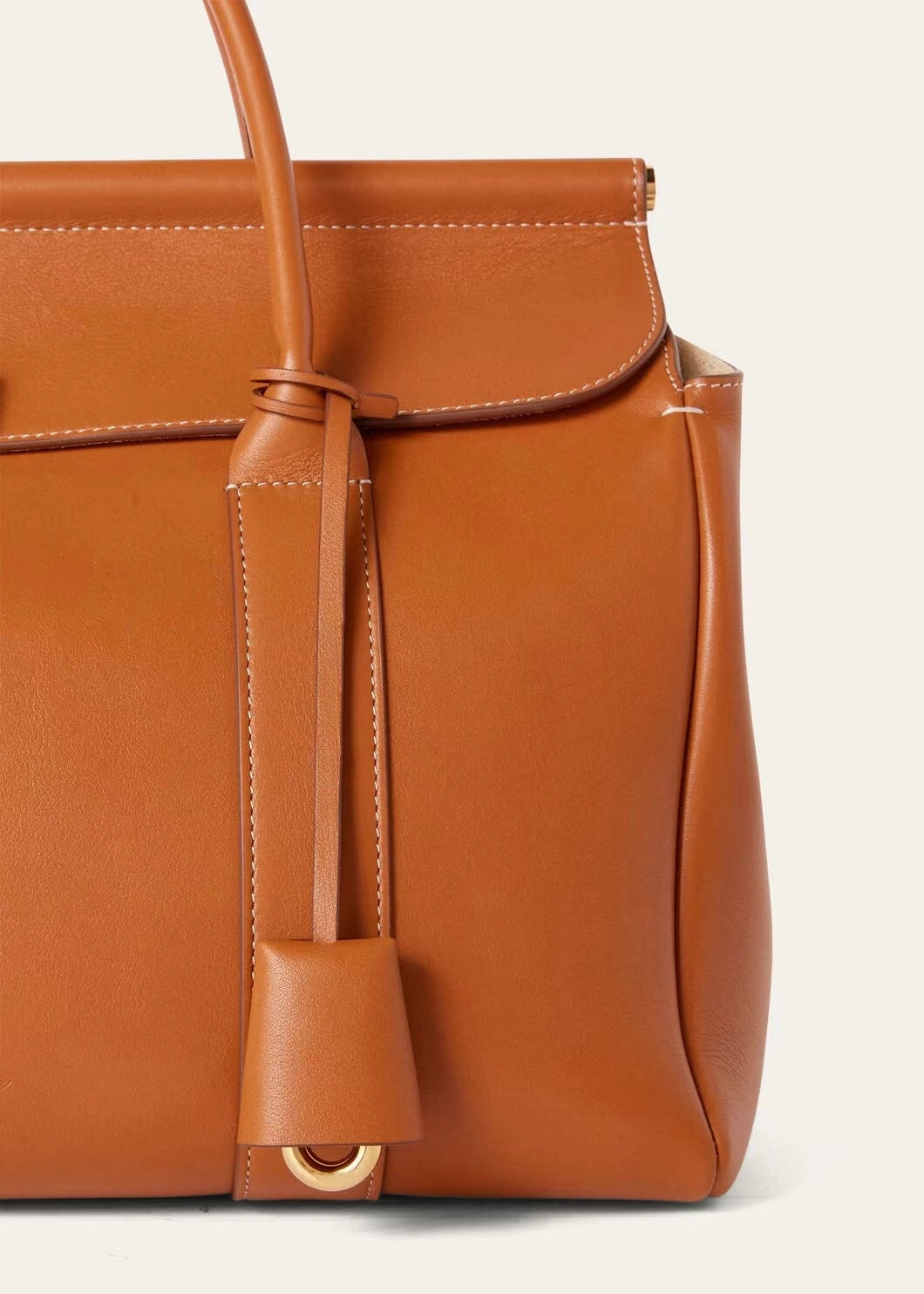 Luxury Calf Leather Large Flap Top Tote,  Premium Cowhide Commuter Crossbody Bag