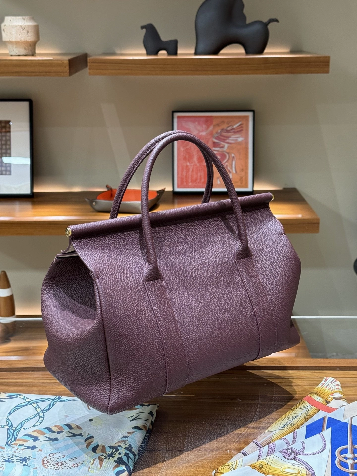 Luxury Calf Leather Large Flap Top Tote,  Premium Cowhide Commuter Crossbody Bag