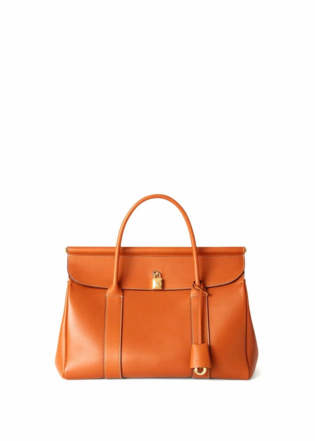 Luxury Calf Leather Large Flap Top Tote,  Premium Cowhide Commuter Crossbody Bag