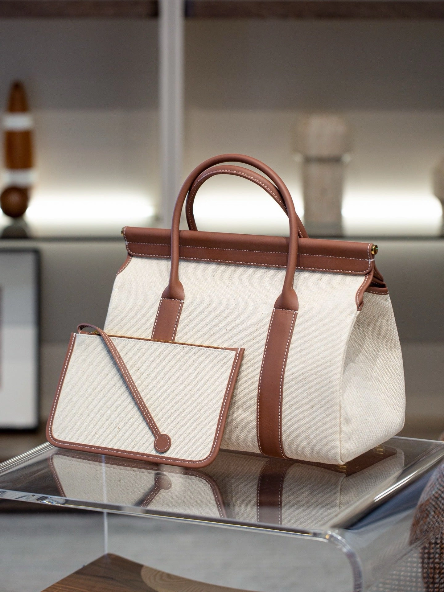 Luxury Calf Leather Large Flap Top Tote,  Premium Cowhide Commuter Crossbody Bag