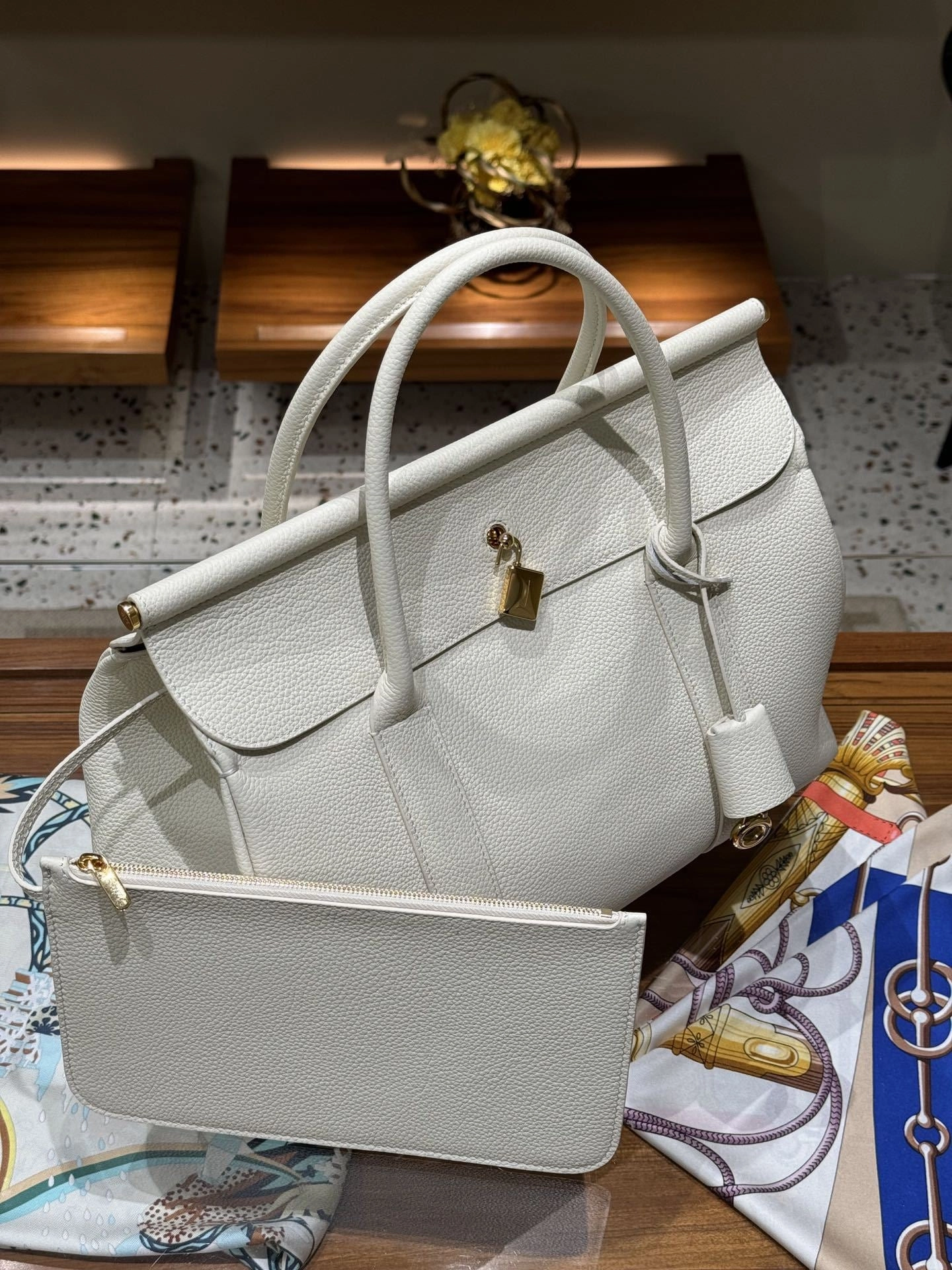 Luxury Calf Leather Large Flap Top Tote,  Premium Cowhide Commuter Crossbody Bag