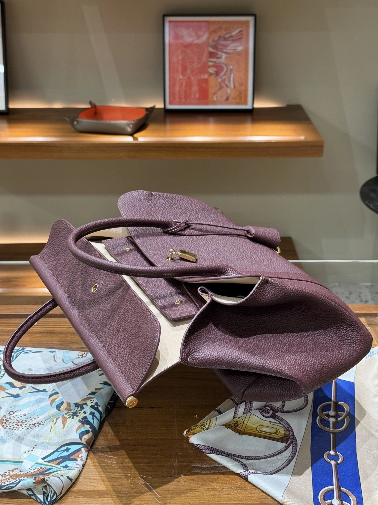 Luxury Calf Leather Large Flap Top Tote,  Premium Cowhide Commuter Crossbody Bag
