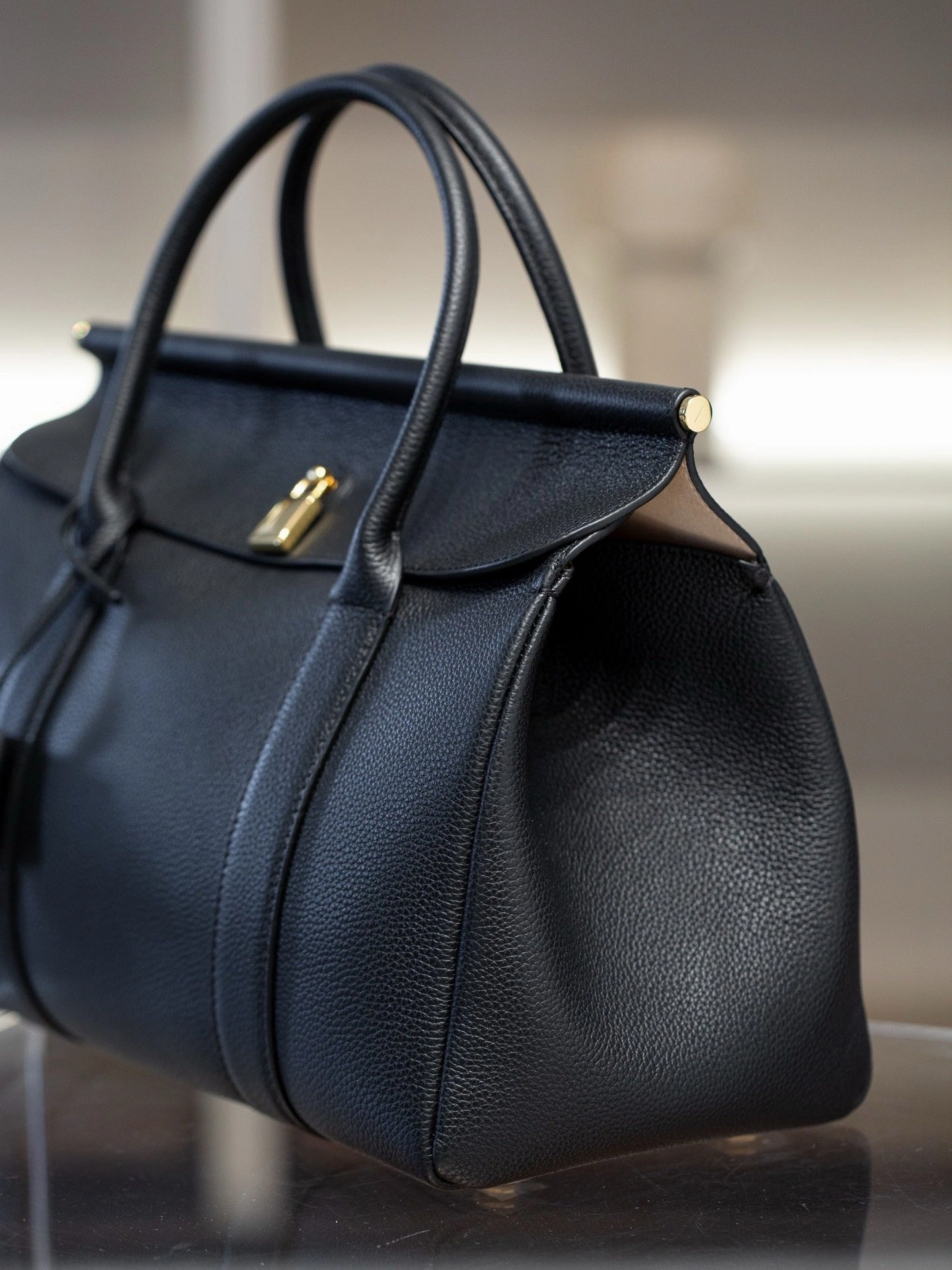 Luxury Calf Leather Large Flap Top Tote,  Premium Cowhide Commuter Crossbody Bag