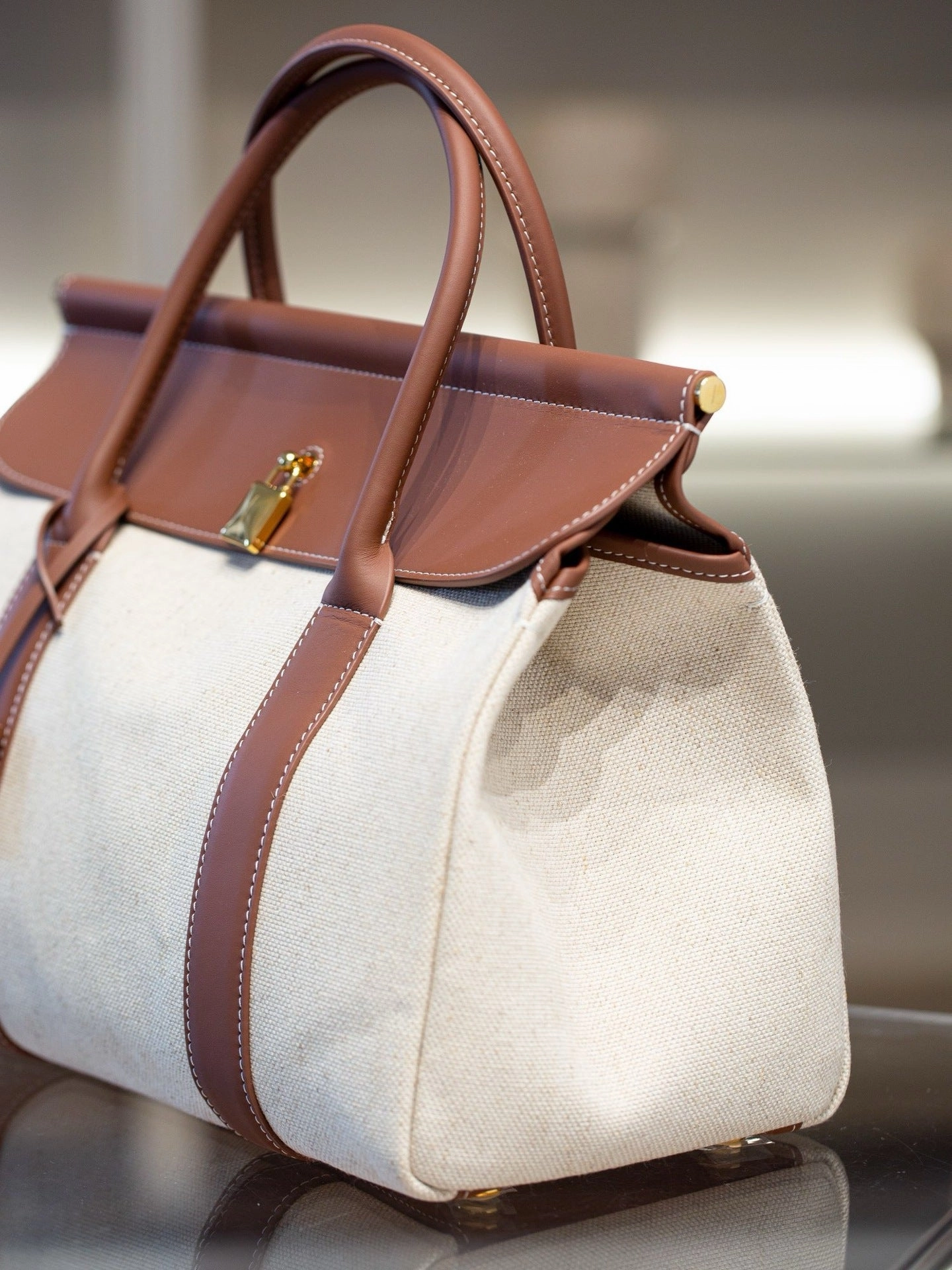 Luxury Calf Leather Large Flap Top Tote,  Premium Cowhide Commuter Crossbody Bag