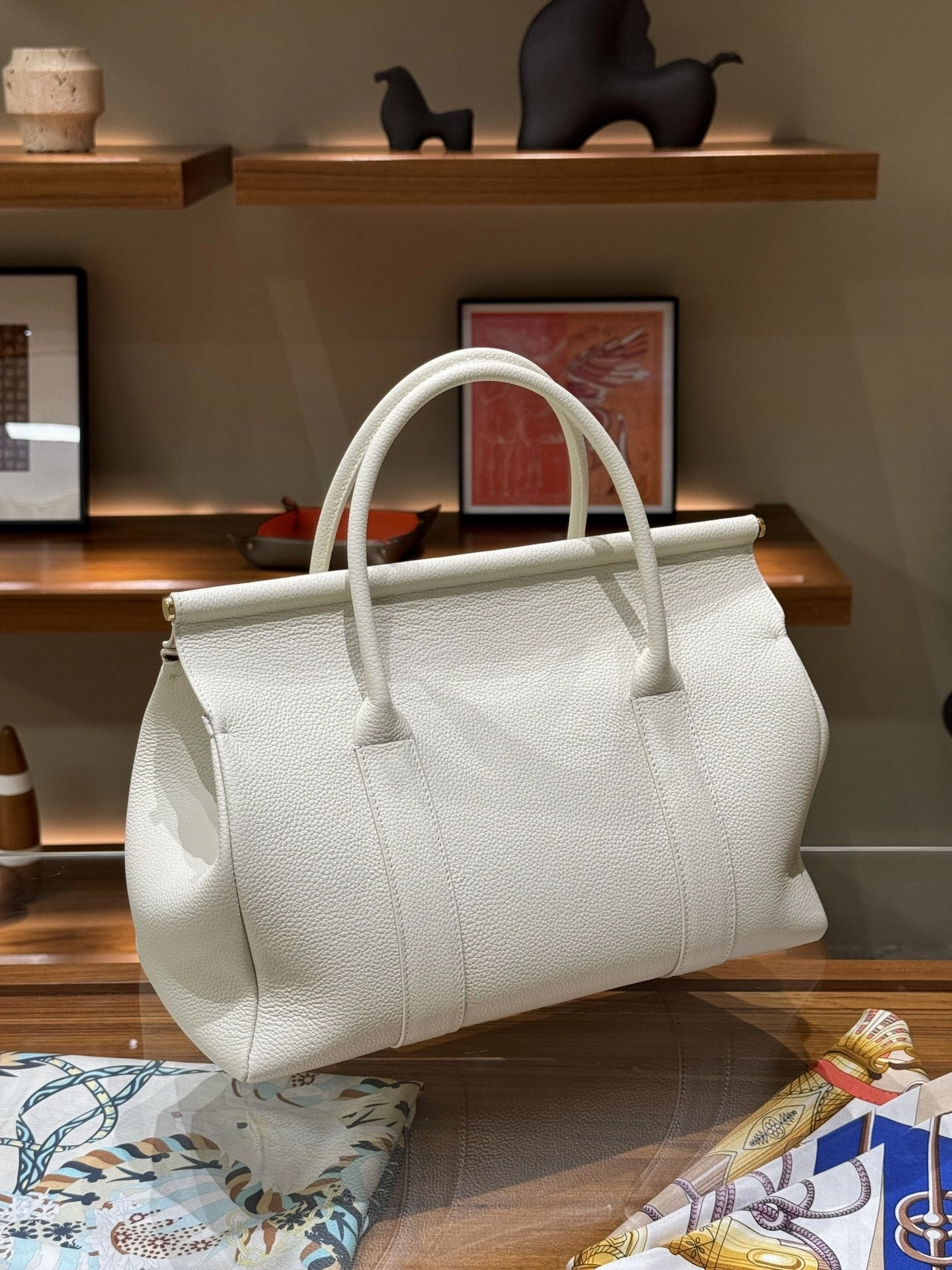 Luxury Calf Leather Large Flap Top Tote,  Premium Cowhide Commuter Crossbody Bag