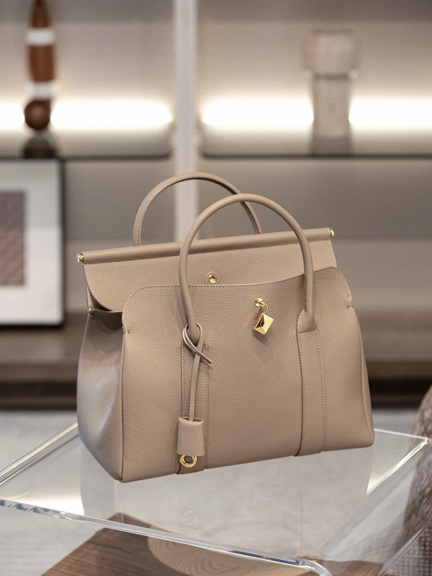 Luxury Calf Leather Large Flap Top Tote,  Premium Cowhide Commuter Crossbody Bag