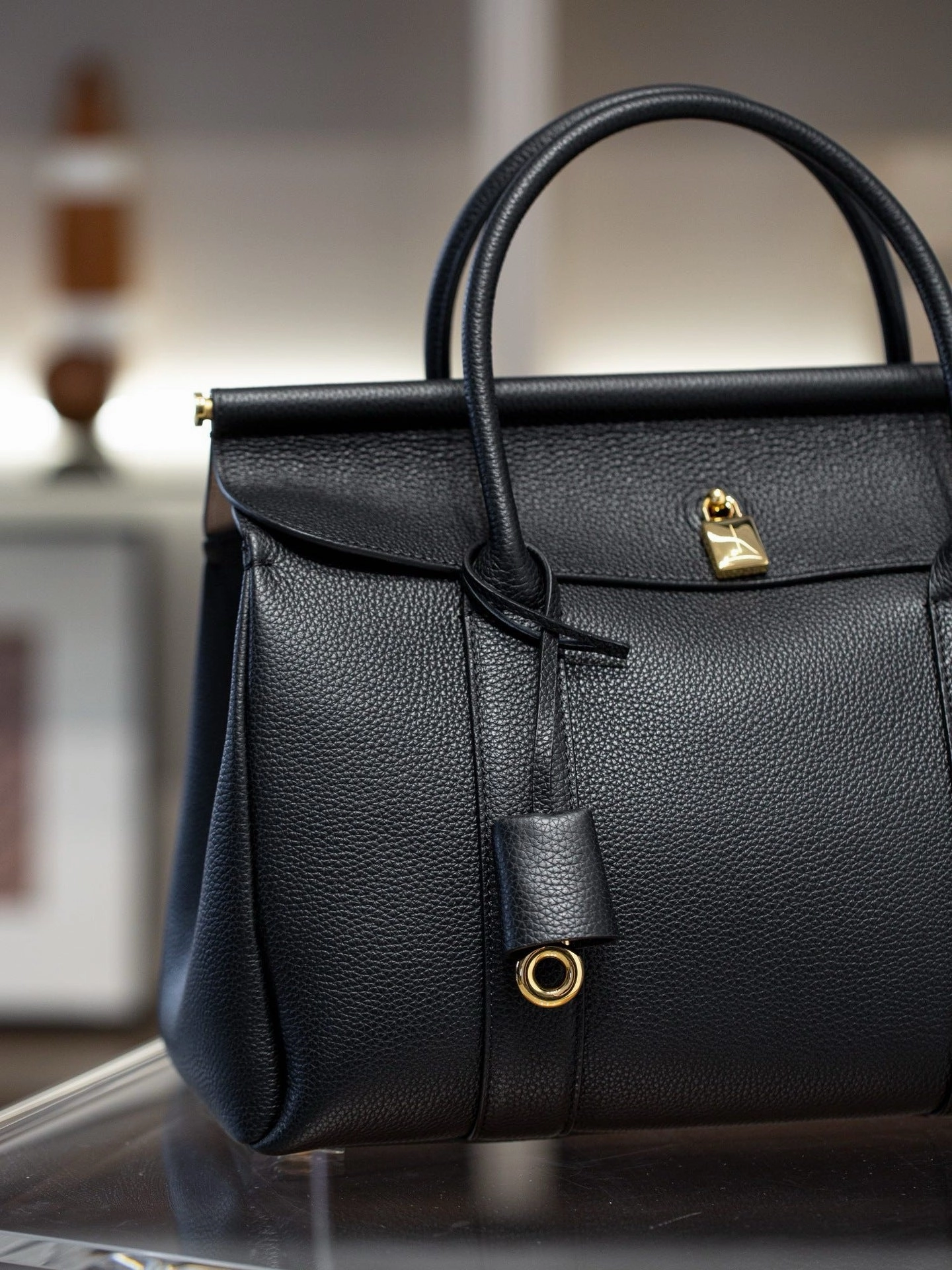 Luxury Calf Leather Large Flap Top Tote,  Premium Cowhide Commuter Crossbody Bag