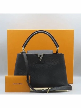 M42259 Noir Taullon Leather Capucine MM Top Handle Tote Bag Shoulder Strap 2WAY