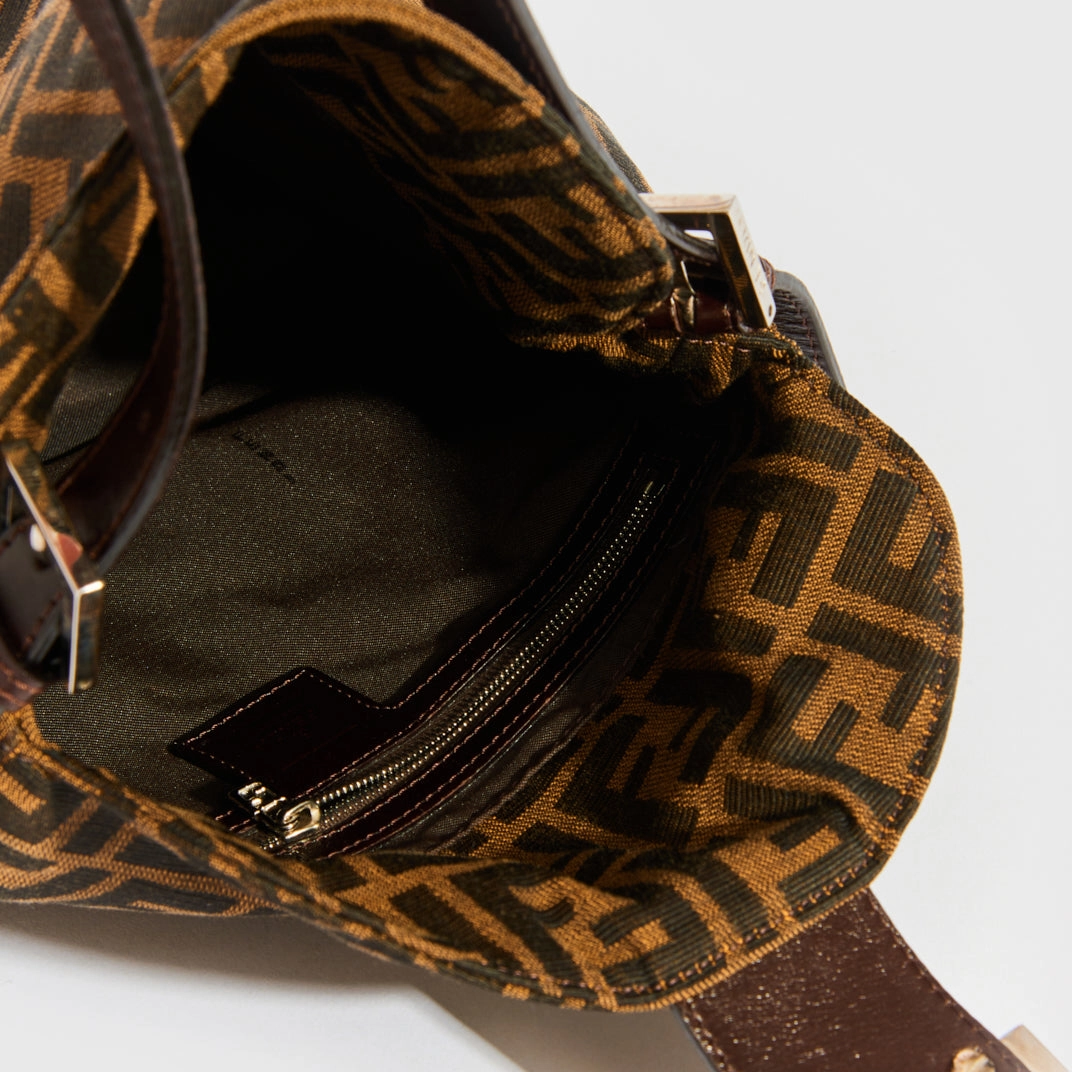 Mamma Zucca Baguette Shoulder Bag in Brown Canvas