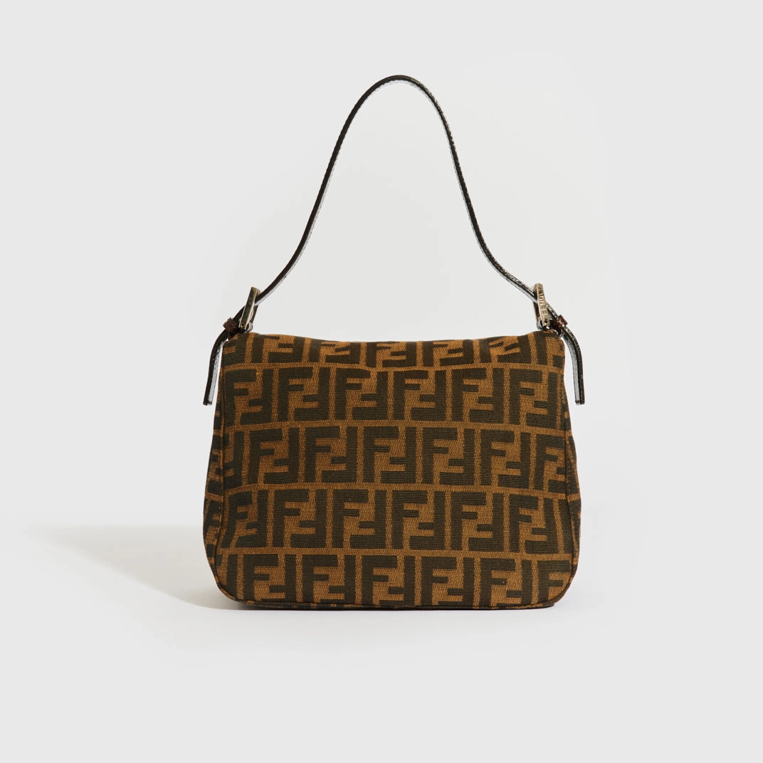 Mamma Zucca Baguette Shoulder Bag in Brown Canvas
