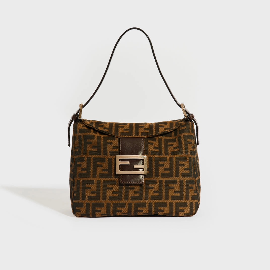 Mamma Zucca Baguette Shoulder Bag in Brown Canvas