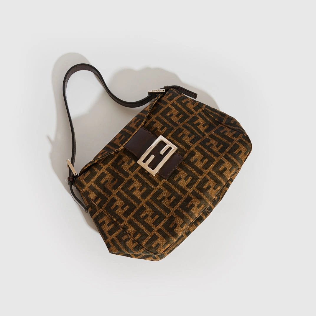 Mamma Zucca Baguette Shoulder Bag in Brown Canvas