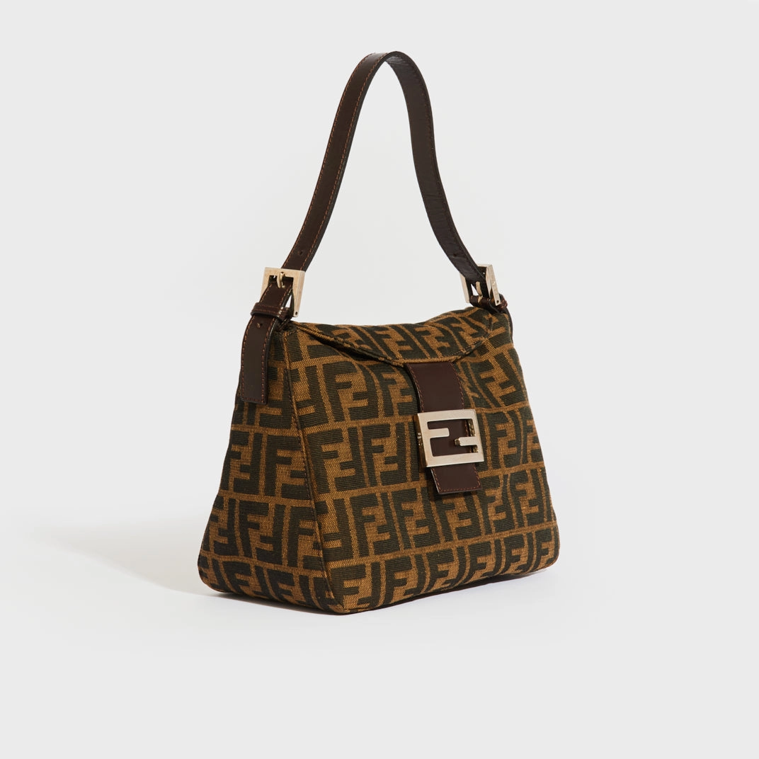 Mamma Zucca Baguette Shoulder Bag in Brown Canvas