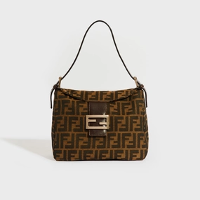 Mamma Zucca Baguette Shoulder Bag in Brown Canvas