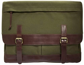 Mancini 15.6" Laptop Messenger Bag in Olive - Brown Trim