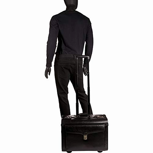 Mancini Leather Goods Deluxe Wheeled Catalog Case (Black)
