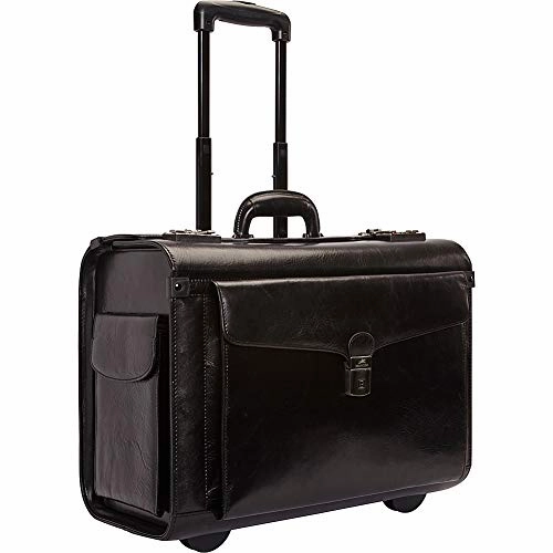 Mancini Leather Goods Deluxe Wheeled Catalog Case (Black)