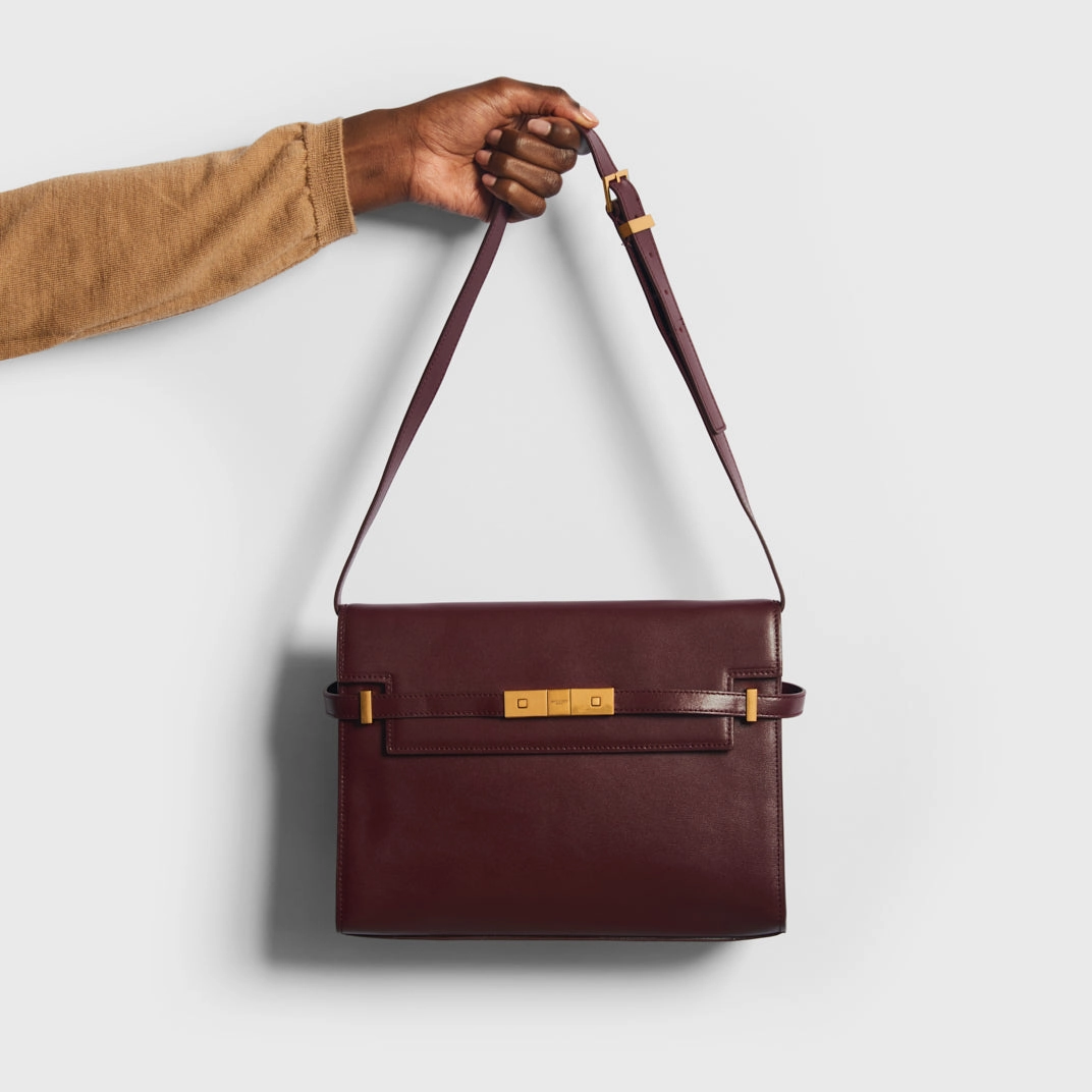 Manhattan Leather Shoulder Bag in Bordeaux