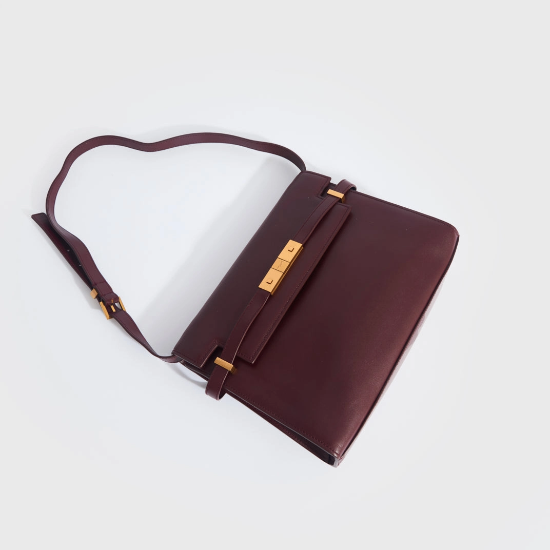 Manhattan Leather Shoulder Bag in Bordeaux