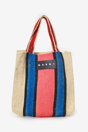 Marni Raffia Blue/Red Stripped Tote Bag (As Is)