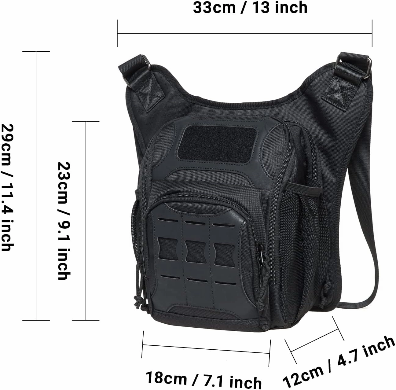 Mens Vintage Canvas Shoulder Messenger Bag Chest Leather Patchwork Messenger Bag