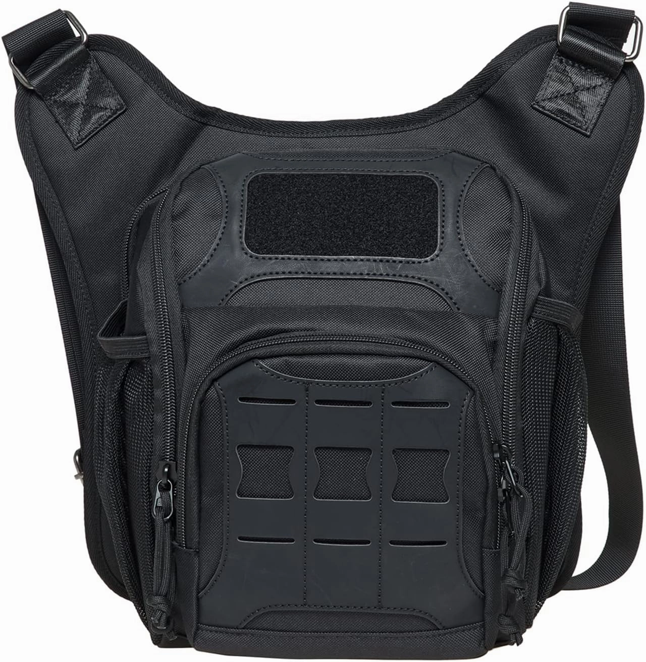 Mens Vintage Canvas Shoulder Messenger Bag Chest Leather Patchwork Messenger Bag