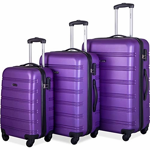 Merax Travelhouse Luggage 3 Piece Expandable Spinner Set Purple
